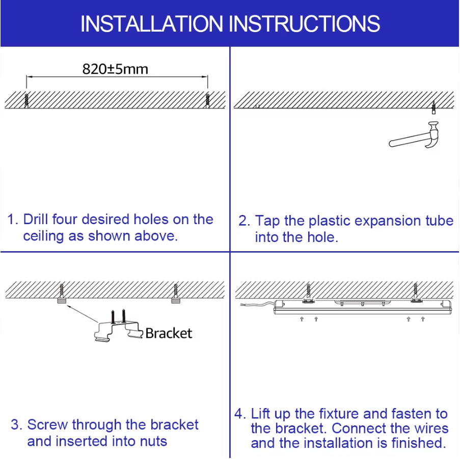 vapor tight led fixtures installation