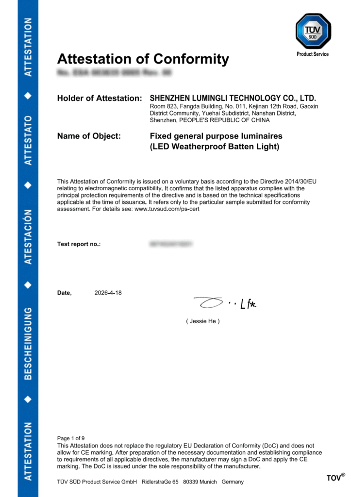 led waterproof lighting certificate